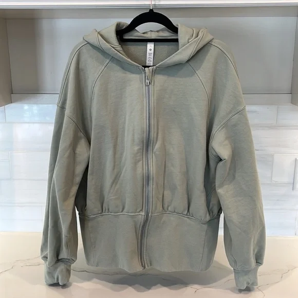 Lululemon Oversized Hugged-Waist Cotton Zip Hoodie size 10 in Green Fern - Picture 4 of 10